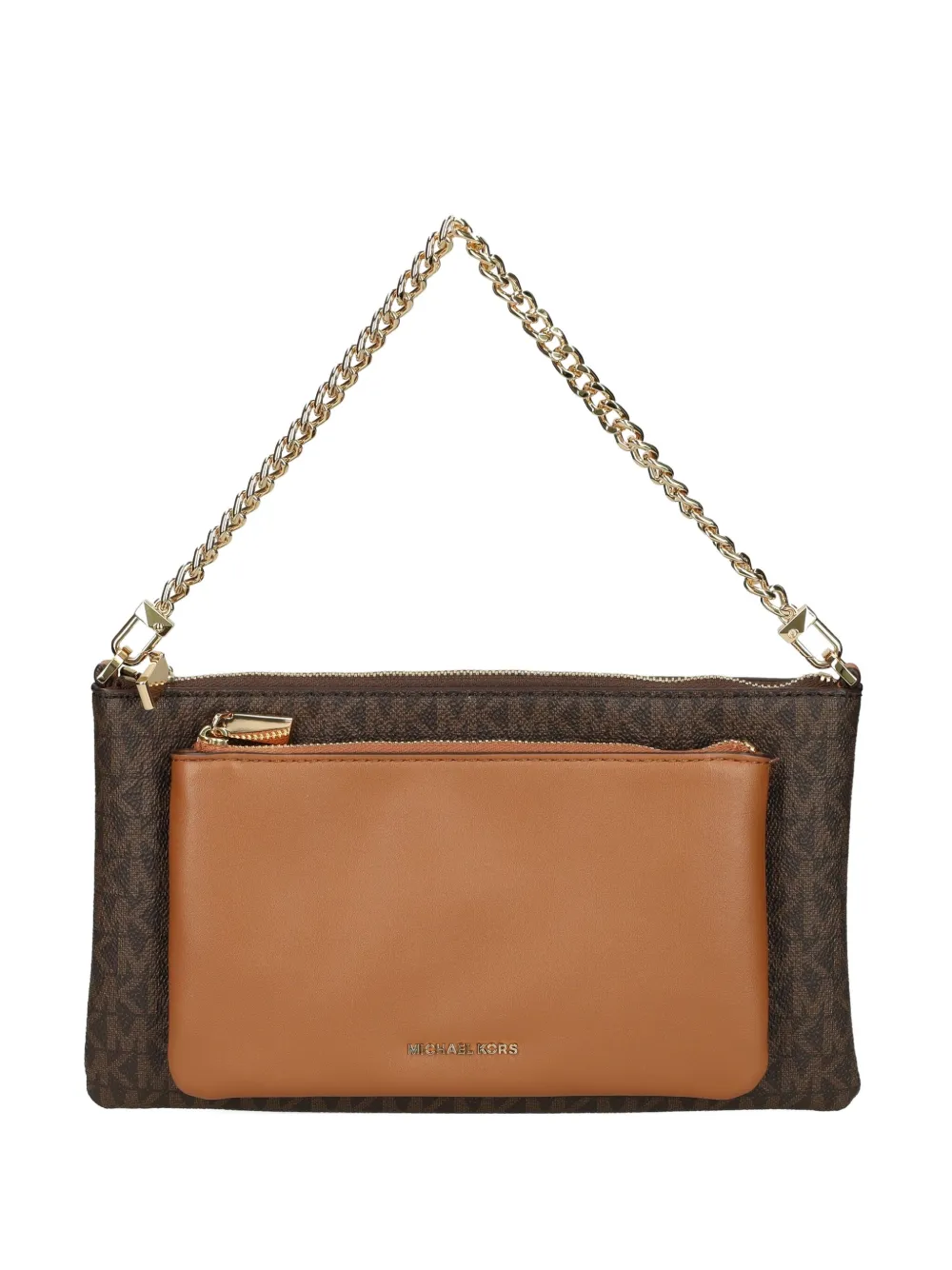 Michael Michael Kors Monogram Chain-strap Satchel In Brown