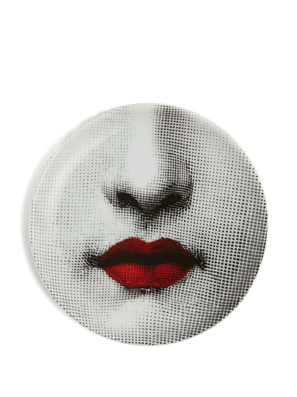 Fornasetti Red-lips Porcelain Decorative Plate (10cm) In White