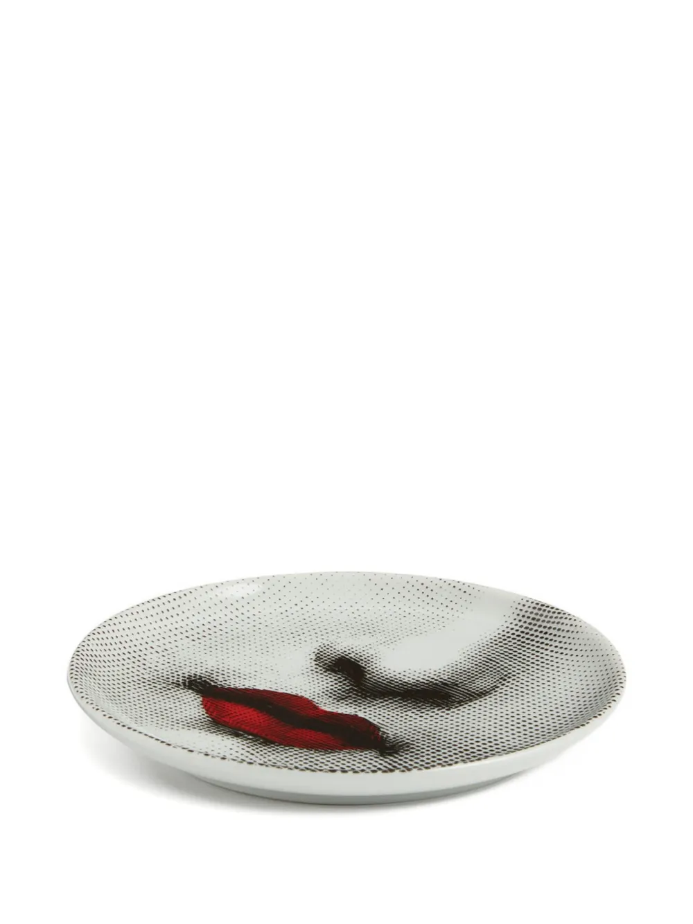 Fornasetti Red-lips Porcelain Decorative Plate (10cm) In White