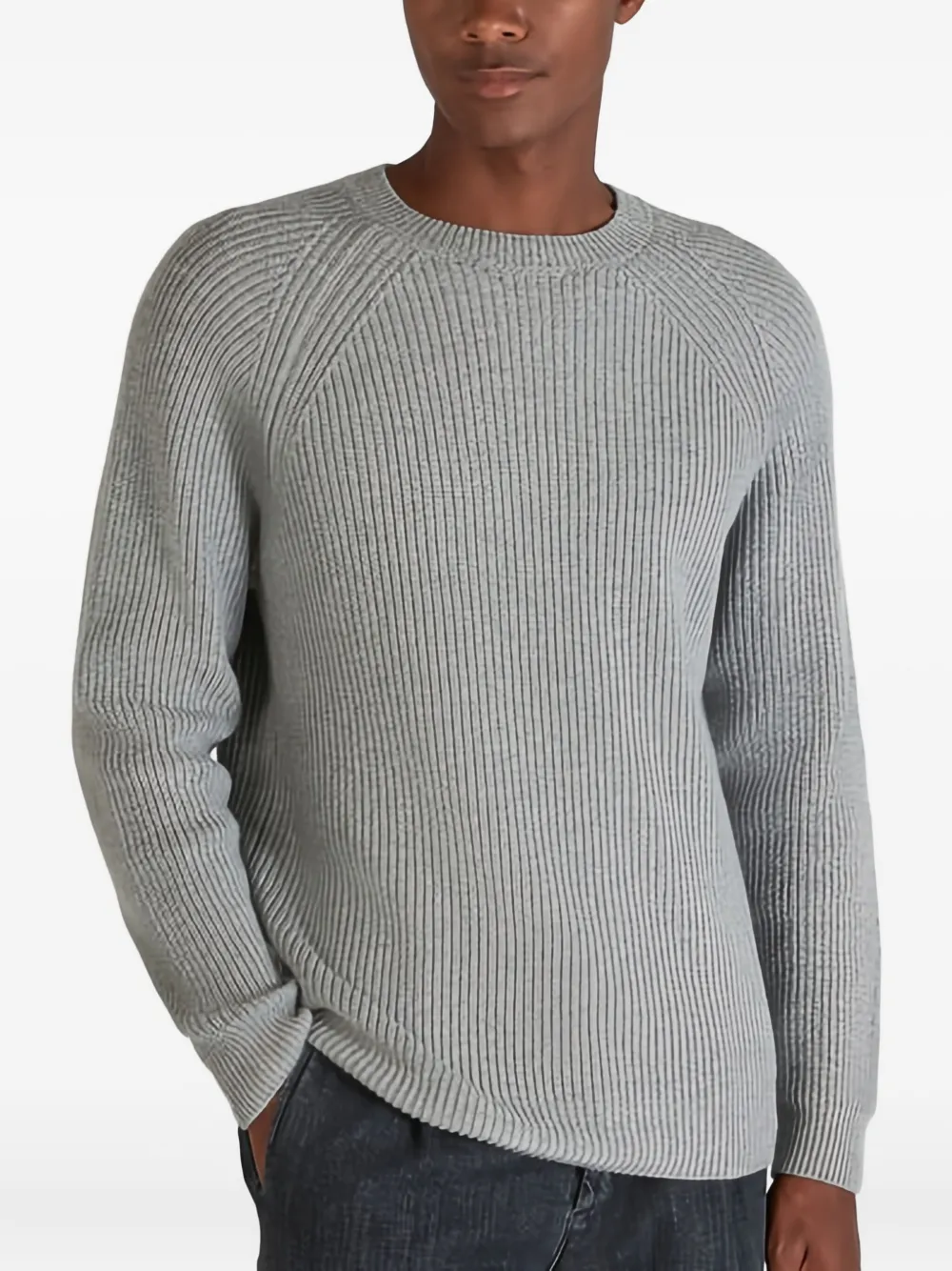 Incotex Ribbed Crew-neck Sweater In Gray