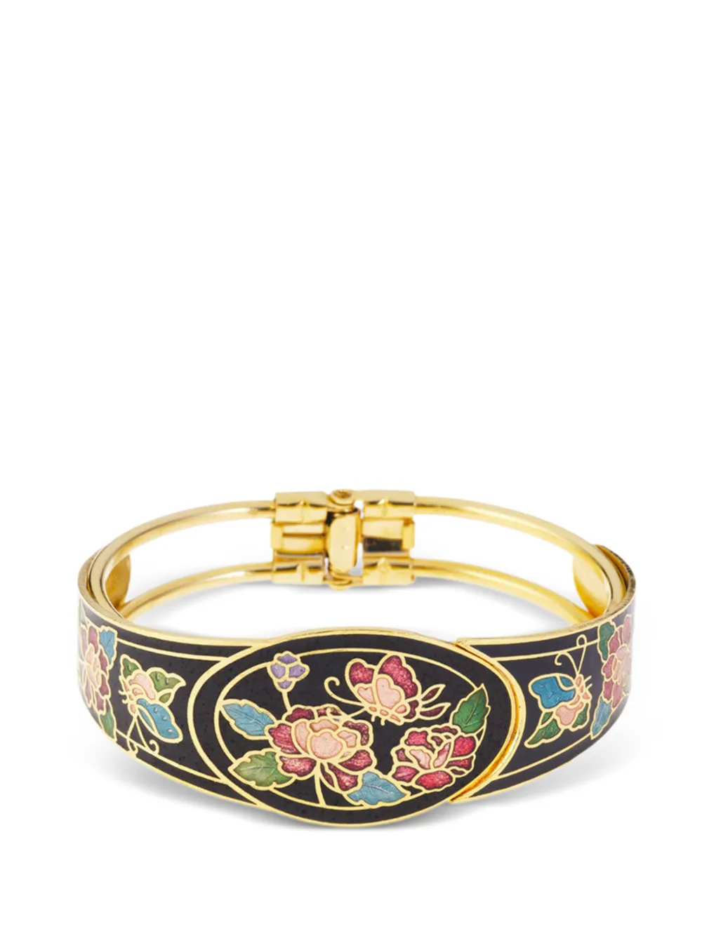 Susan Caplan Vintage 1980s Cloisonné floral bracelet - Nero