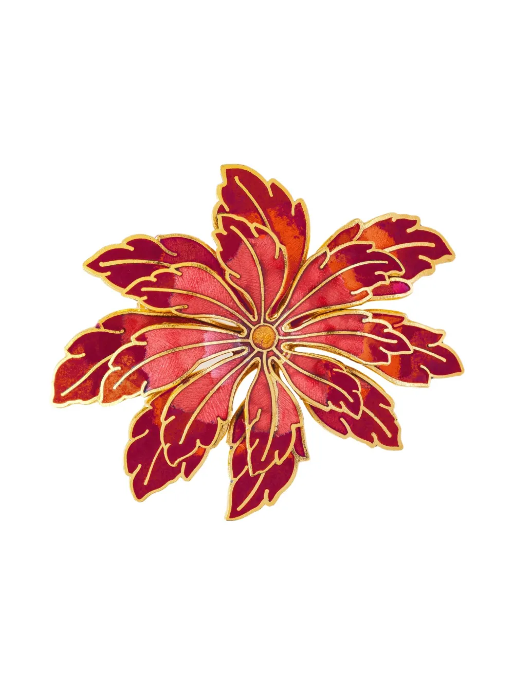 Susan Caplan Vintage 1980s Lotus Flower ブローチ - レッド Susan Caplan Vintage 1980s Lotus Flower ブローチ - レッド