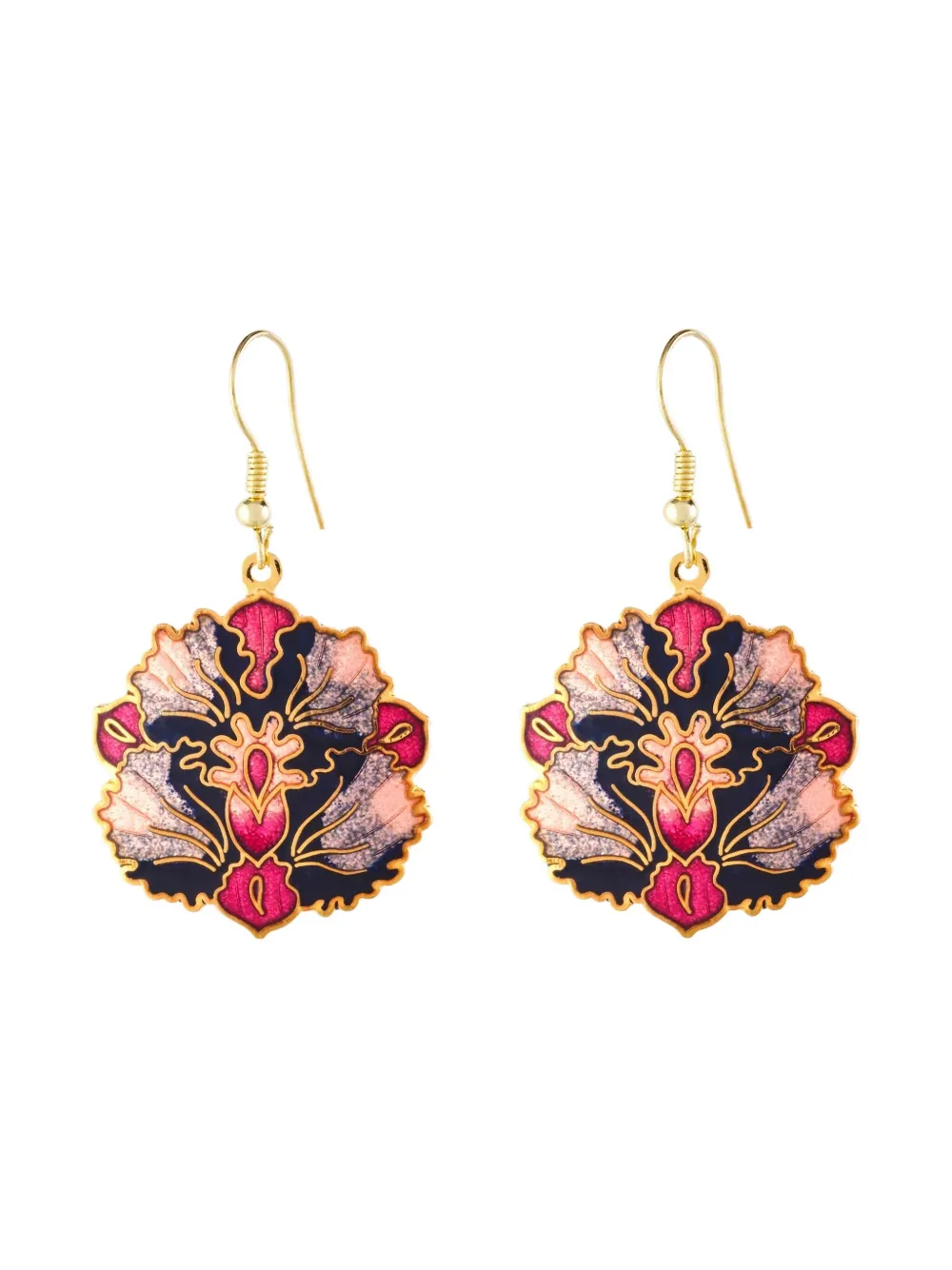 Susan Caplan Vintage 1980s Cloisonné earrings | Black | Image 1