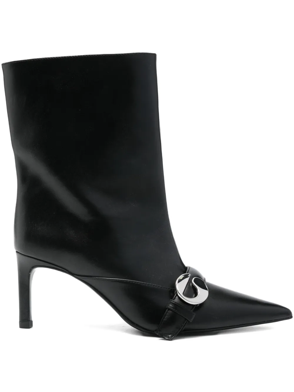 Coperni 70mm Buckle-fastening Pointed-toe Boots In Black