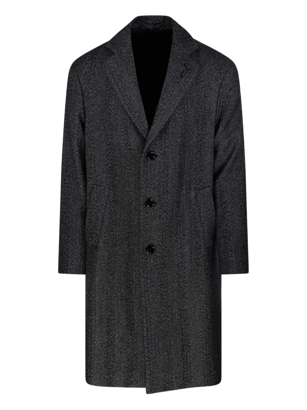Lardini button-fastening herringbone coat | Black | Image 1