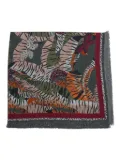 Franco Ferrari tiger-print fringed-edges scarf - Black