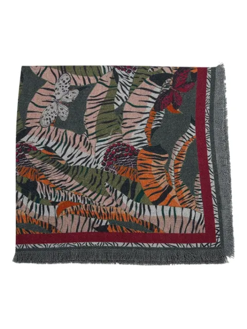 Franco Ferrari tiger-print fringed-edges scarf