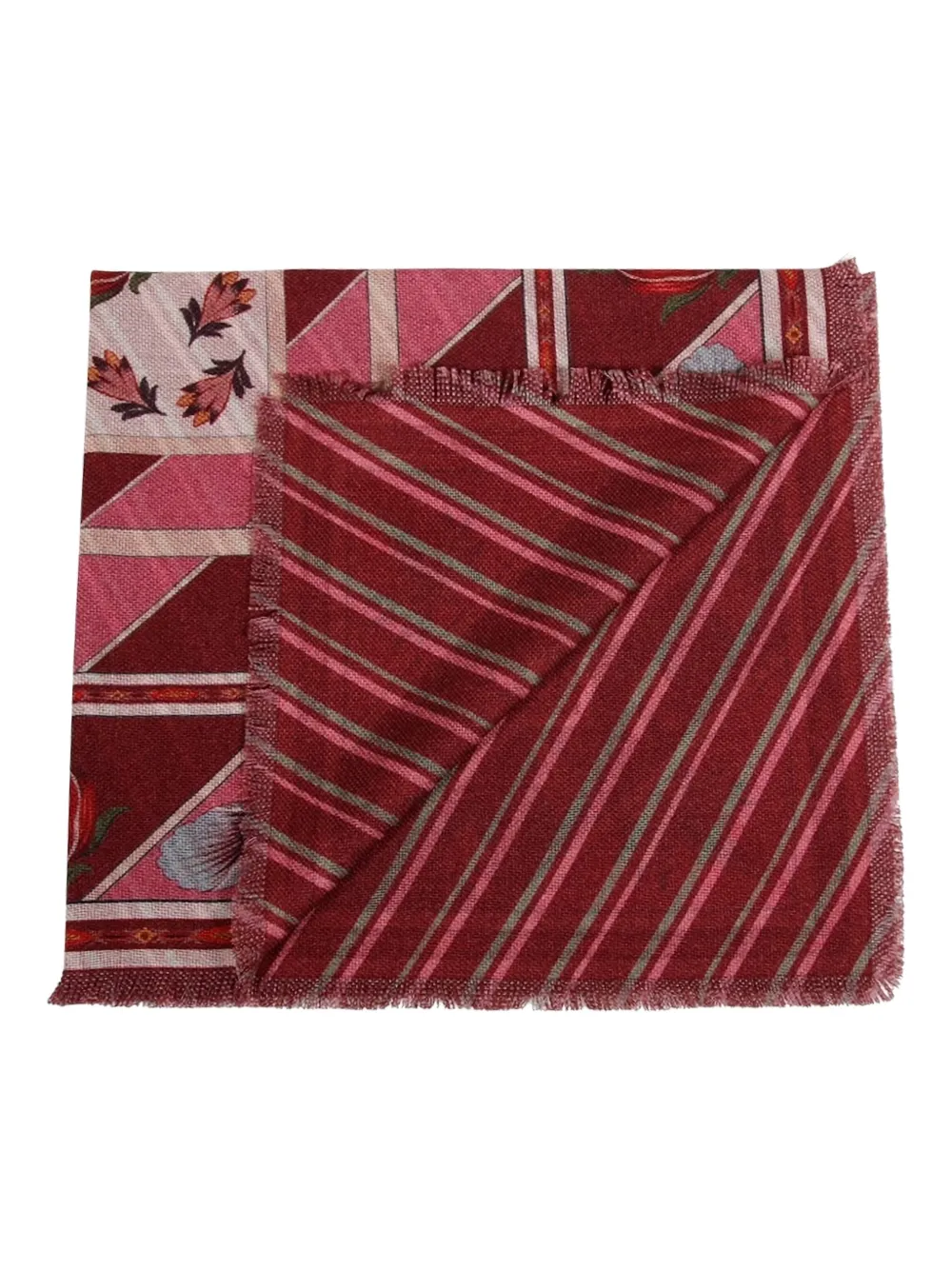 Franco Ferrari Floral-striped Scarf In Pink