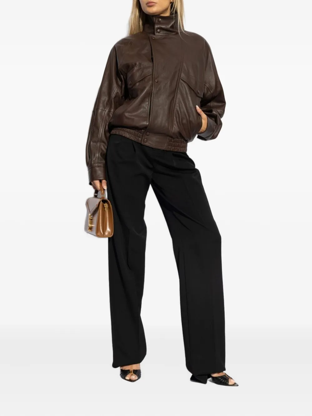 Saint Laurent Wollen broek met geplooide voorkant - Zwart