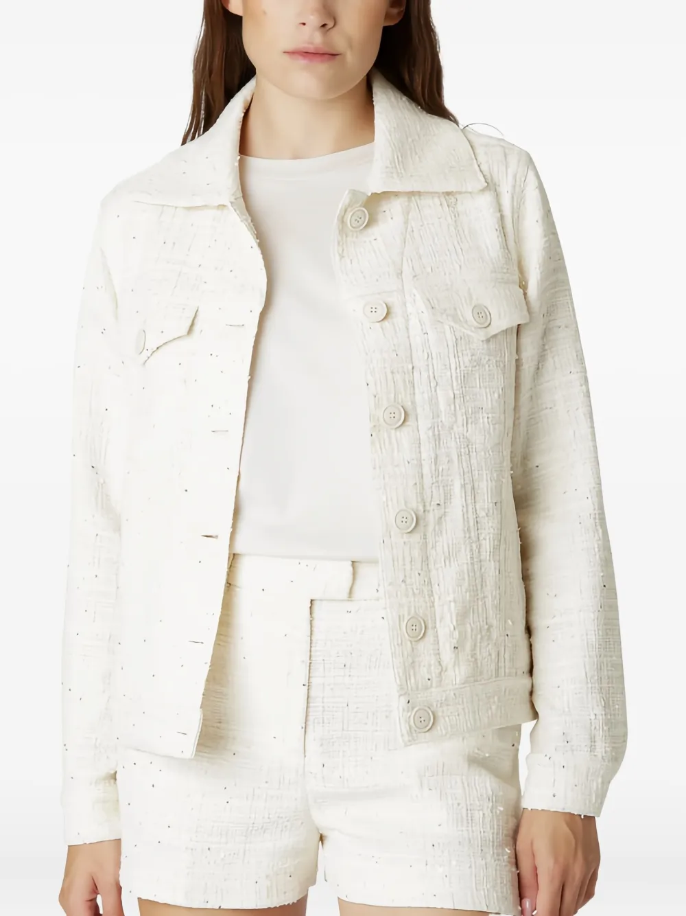 Eleventy sequin-embellished tweed jacket Wit
