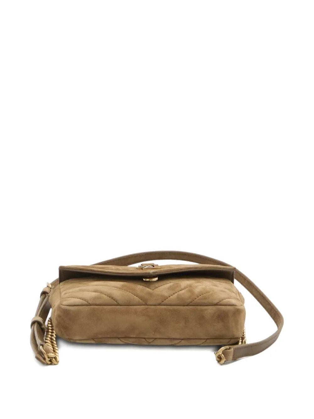 Saint Laurent logo-plaque suede cross-body bag Bruin