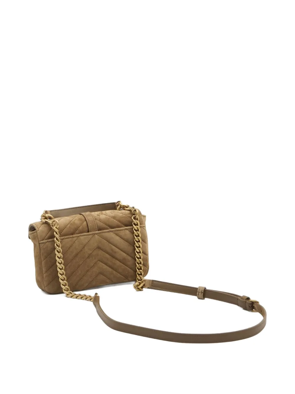 Saint Laurent logo-plaque suede cross-body bag Bruin
