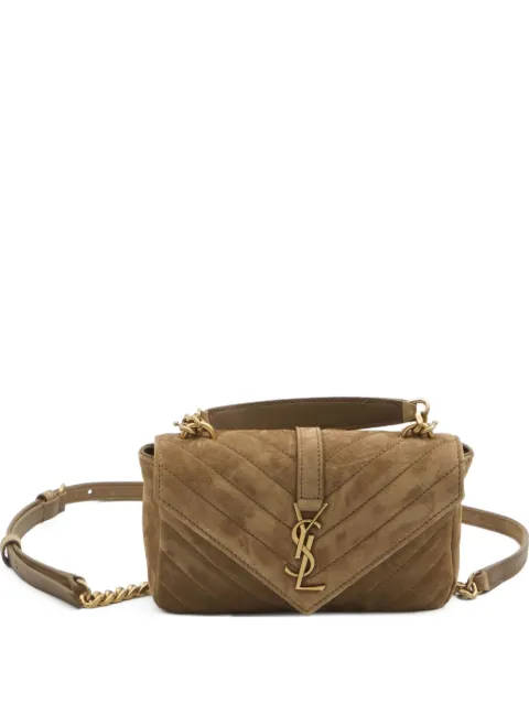 Saint Laurent logo-plaque suede cross-body bag