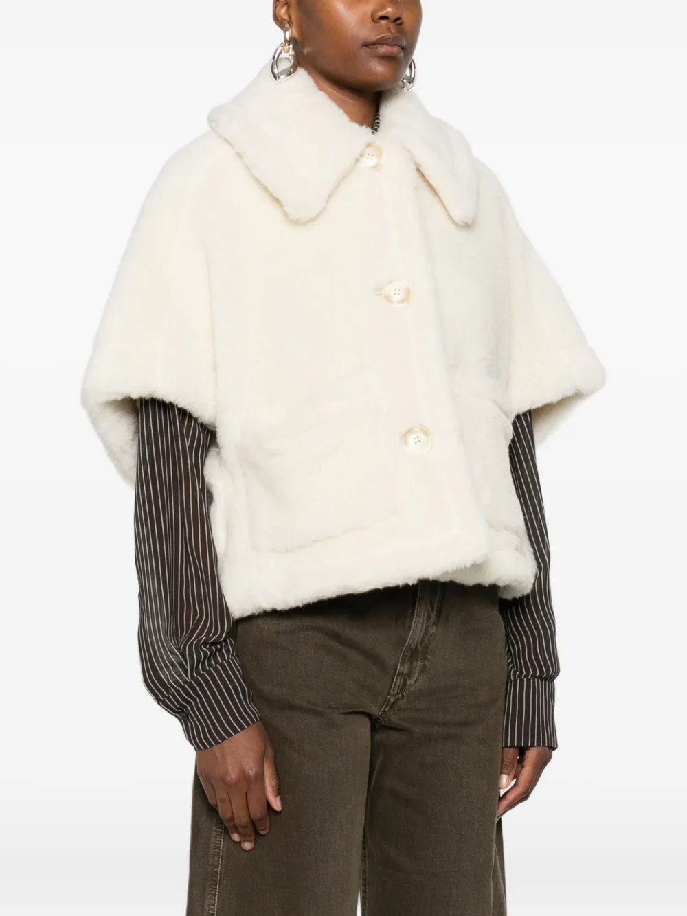 Max Mara Short-sleeved Pocket Jacket In White