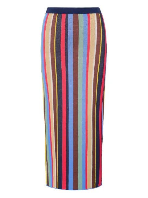 STAUD Karina stripe midi skirt