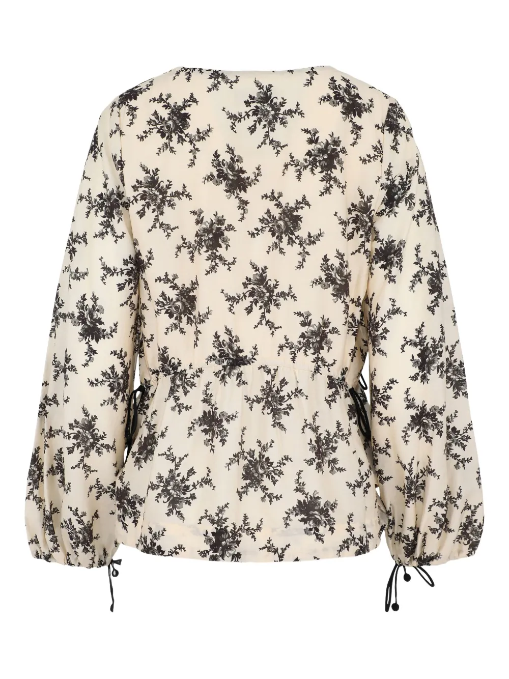Sea Top met bloemenprint en gestrikte voorkant - Beige
