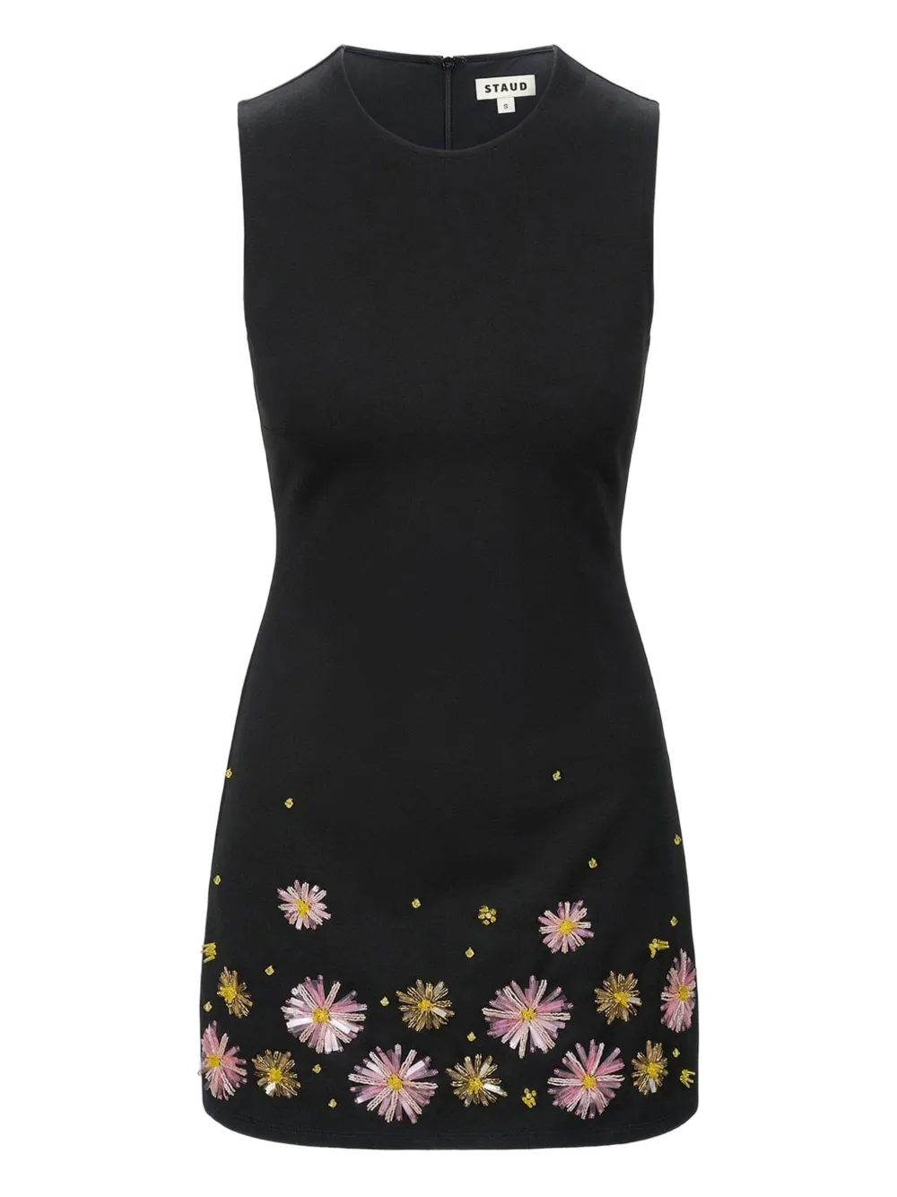 STAUD Dahlia beaded-flower sleeveless mini dress | Black | Image 1