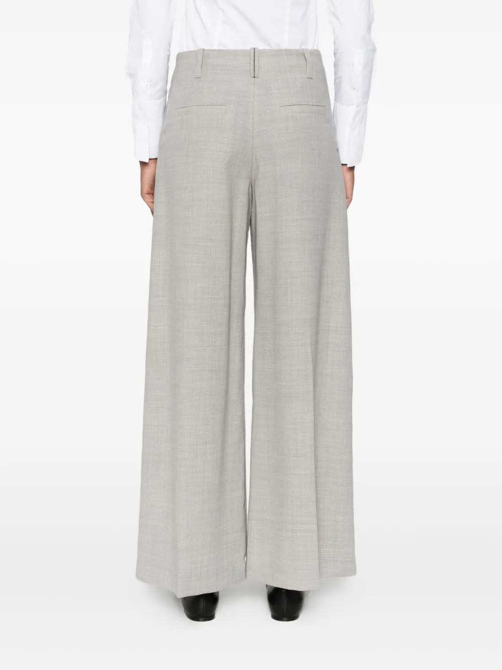 Brunello Cucinelli Pleated Wide-leg Trousers In Gray