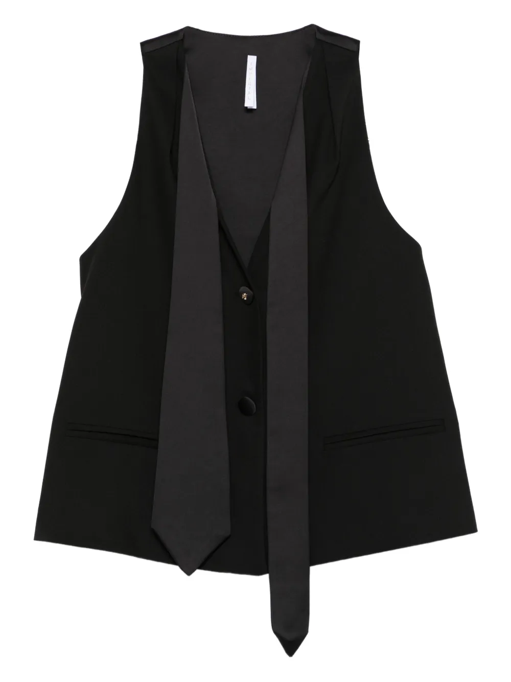 IMPERIAL tie-neck button-up gilet | Black | Image 1