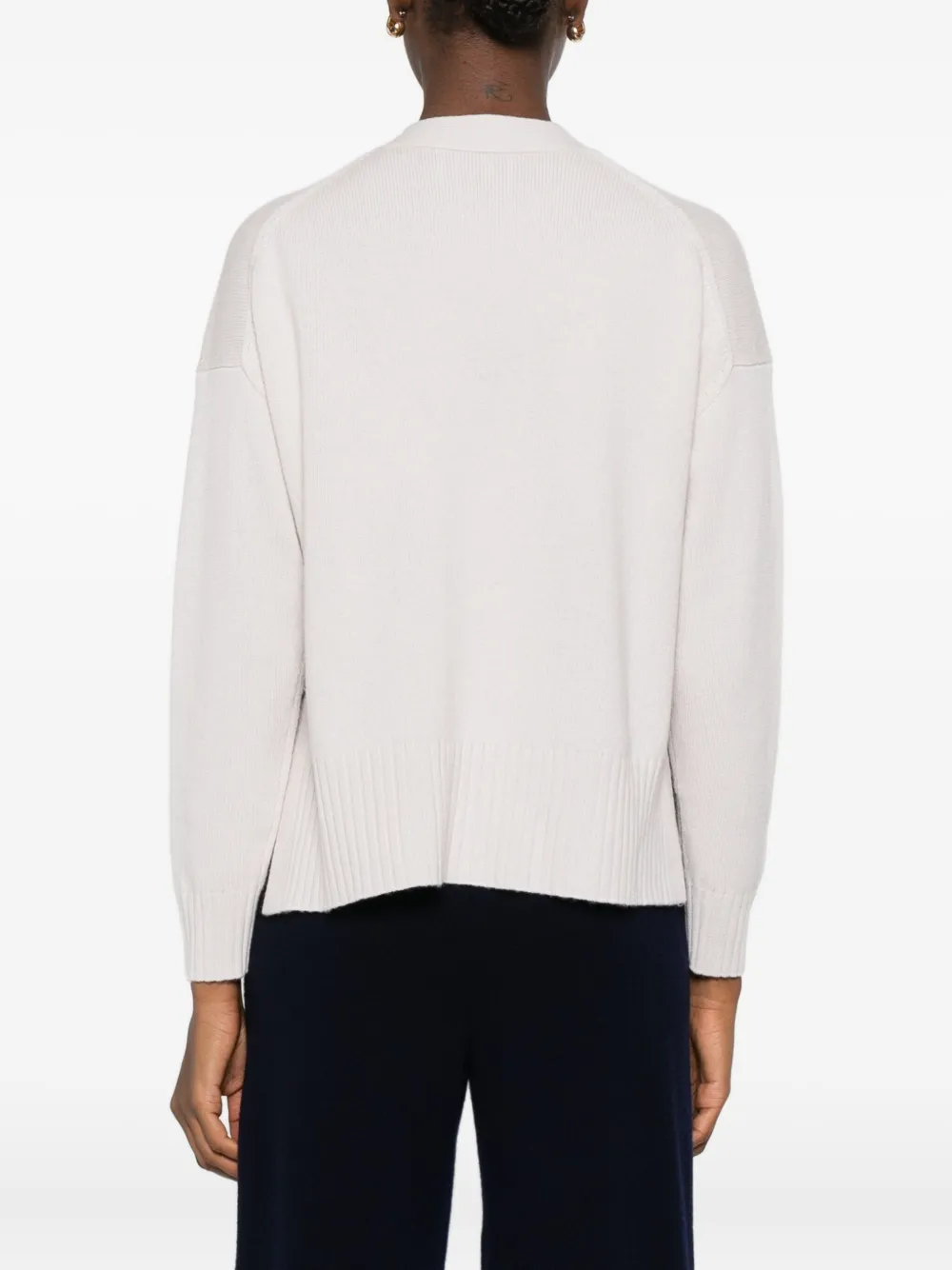 Alpha Studio Fine-ribbed Cardigan In Neutral