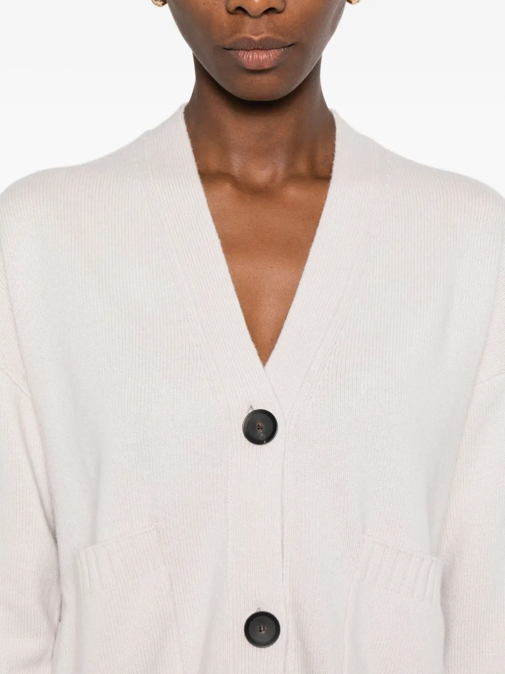 Alpha Studio Fine-ribbed Cardigan In Neutral