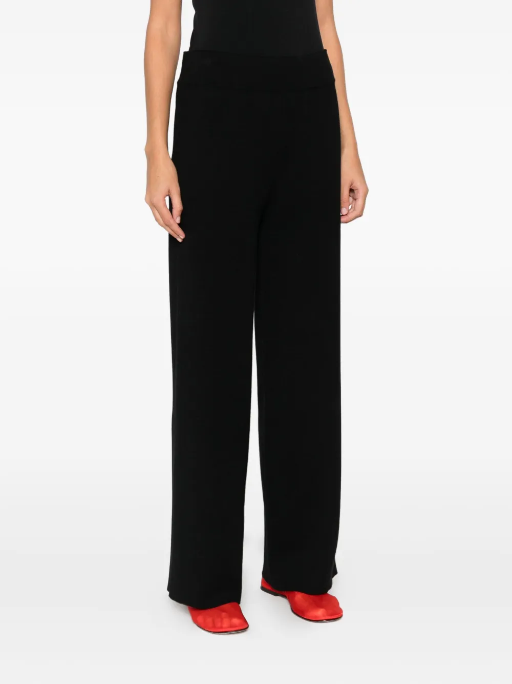 Alpha Studio Wide-leg Trousers In Black
