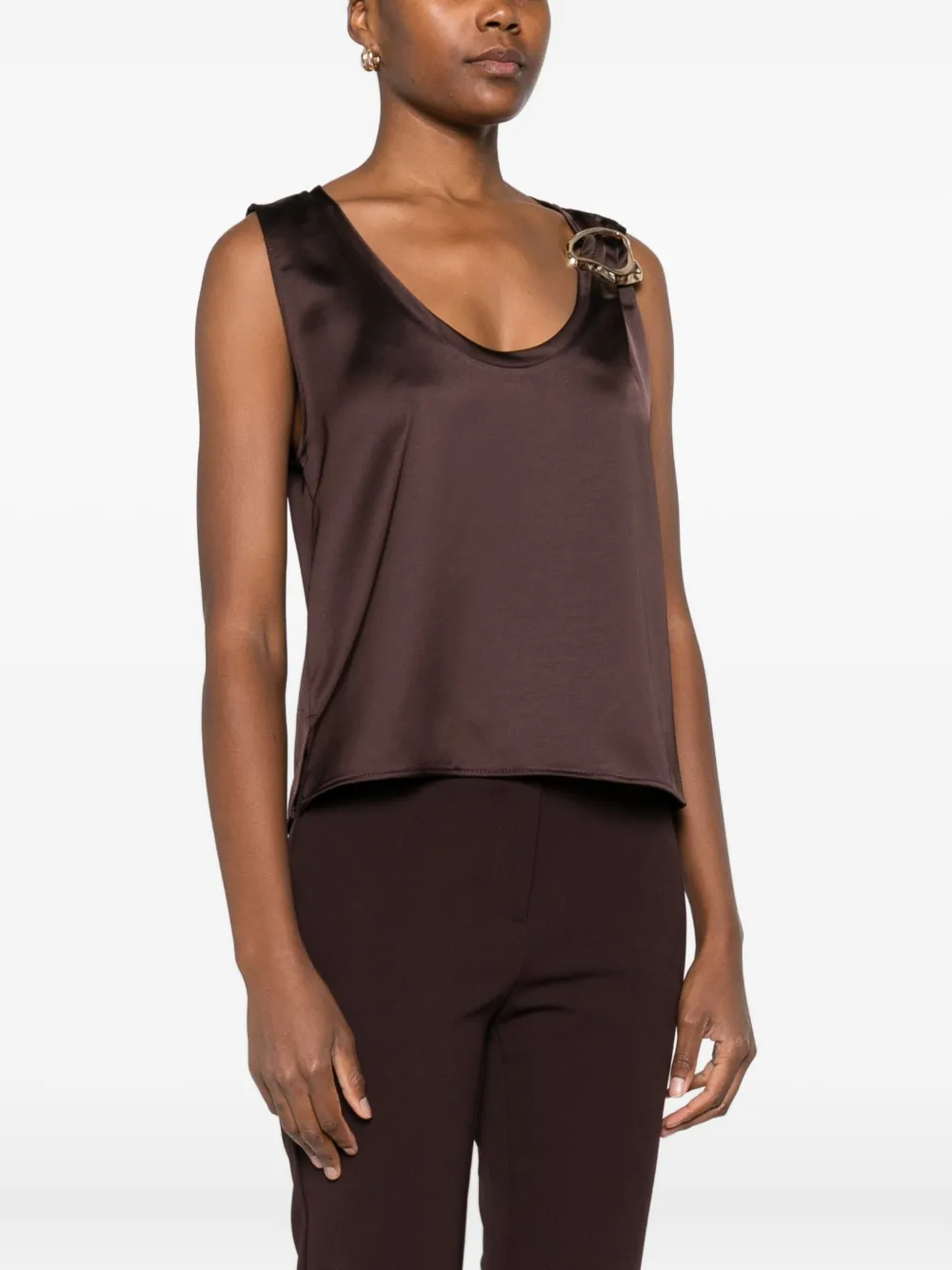 Imperial Buckle-detail Sleeveless Top - Brown 