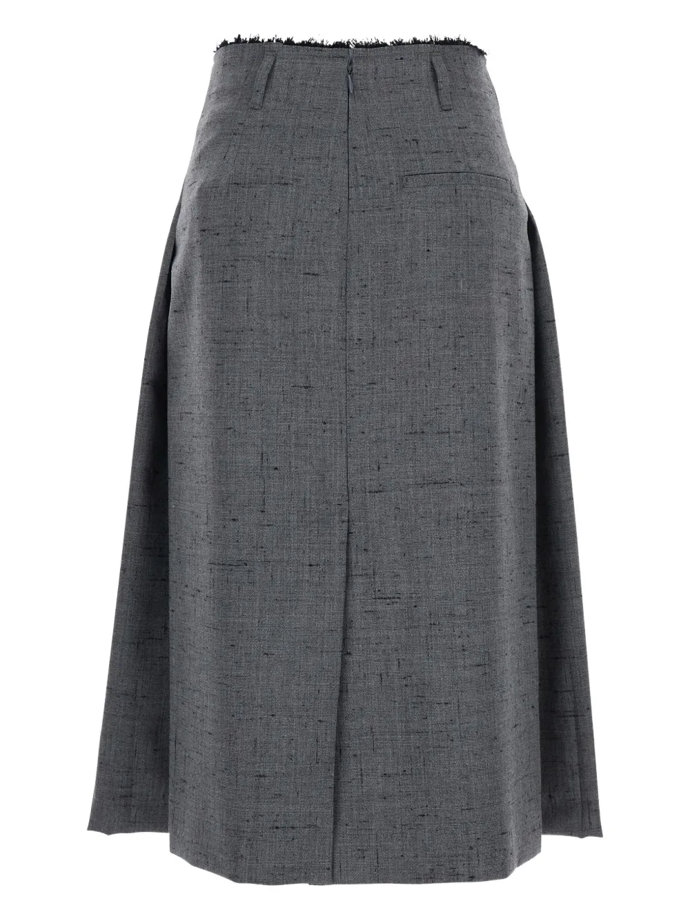 Tela pleated frayed-edge midi skirt - Grijs