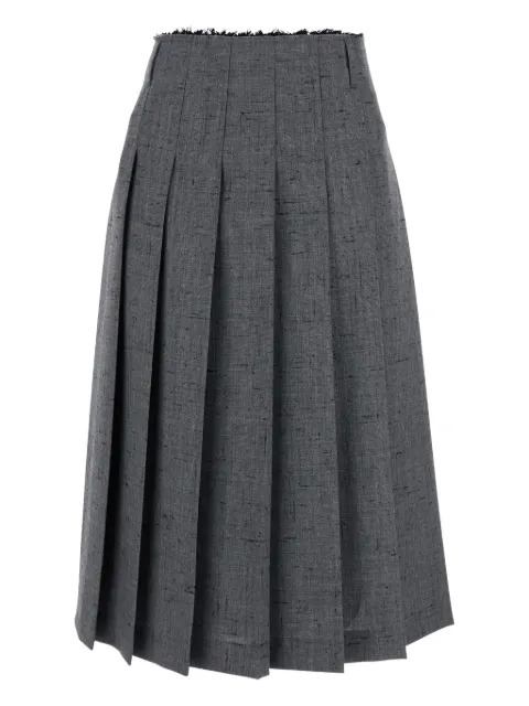 Tela pleated frayed-edge midi skirt