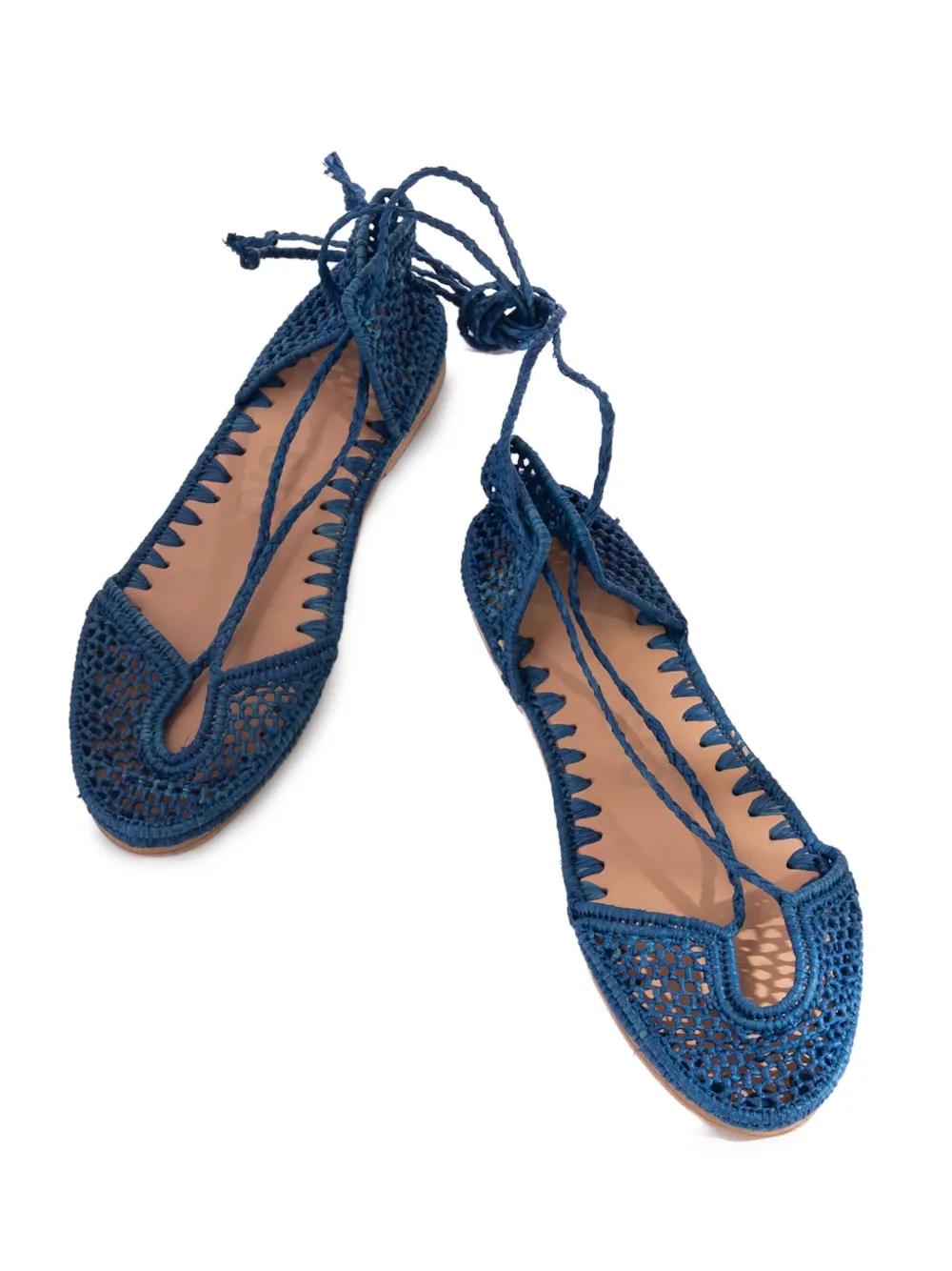  Slo_hand_made Ballerine Stringate - Blu 