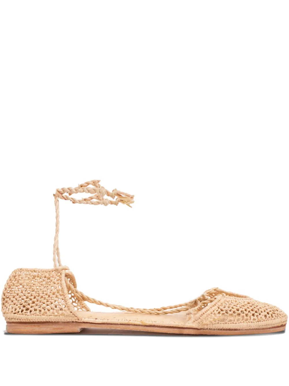 Slo_hand_made Raffia-crochet Ballet Flats In Neutral