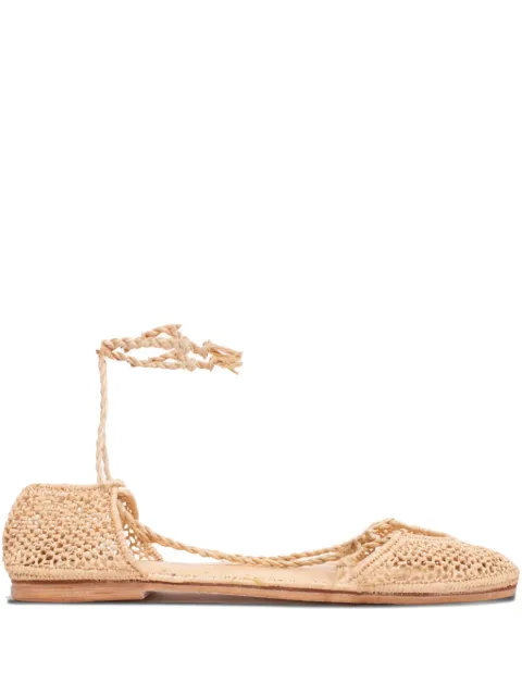 SLO_HAND_MADE raffia-crochet ballet flats