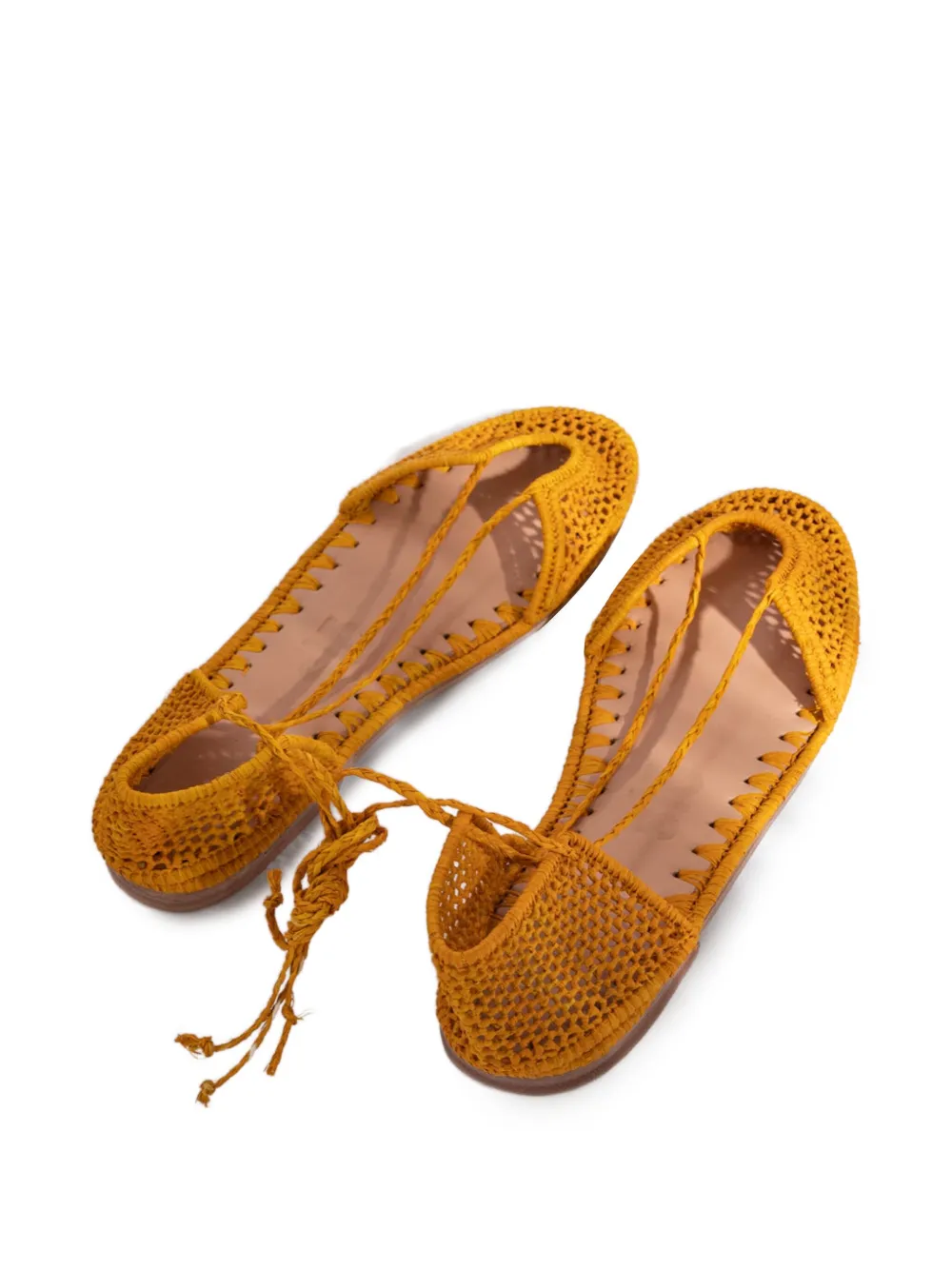 SLO_HAND_MADE lace-up raffia flat espadrilles Orange