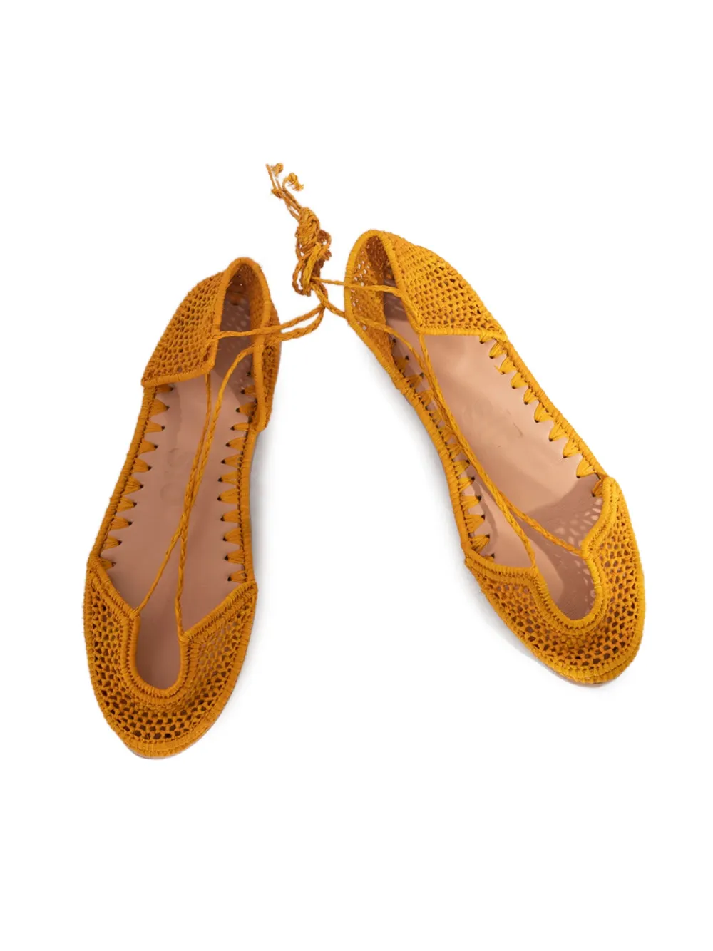 SLO_HAND_MADE lace-up raffia flat espadrilles Orange