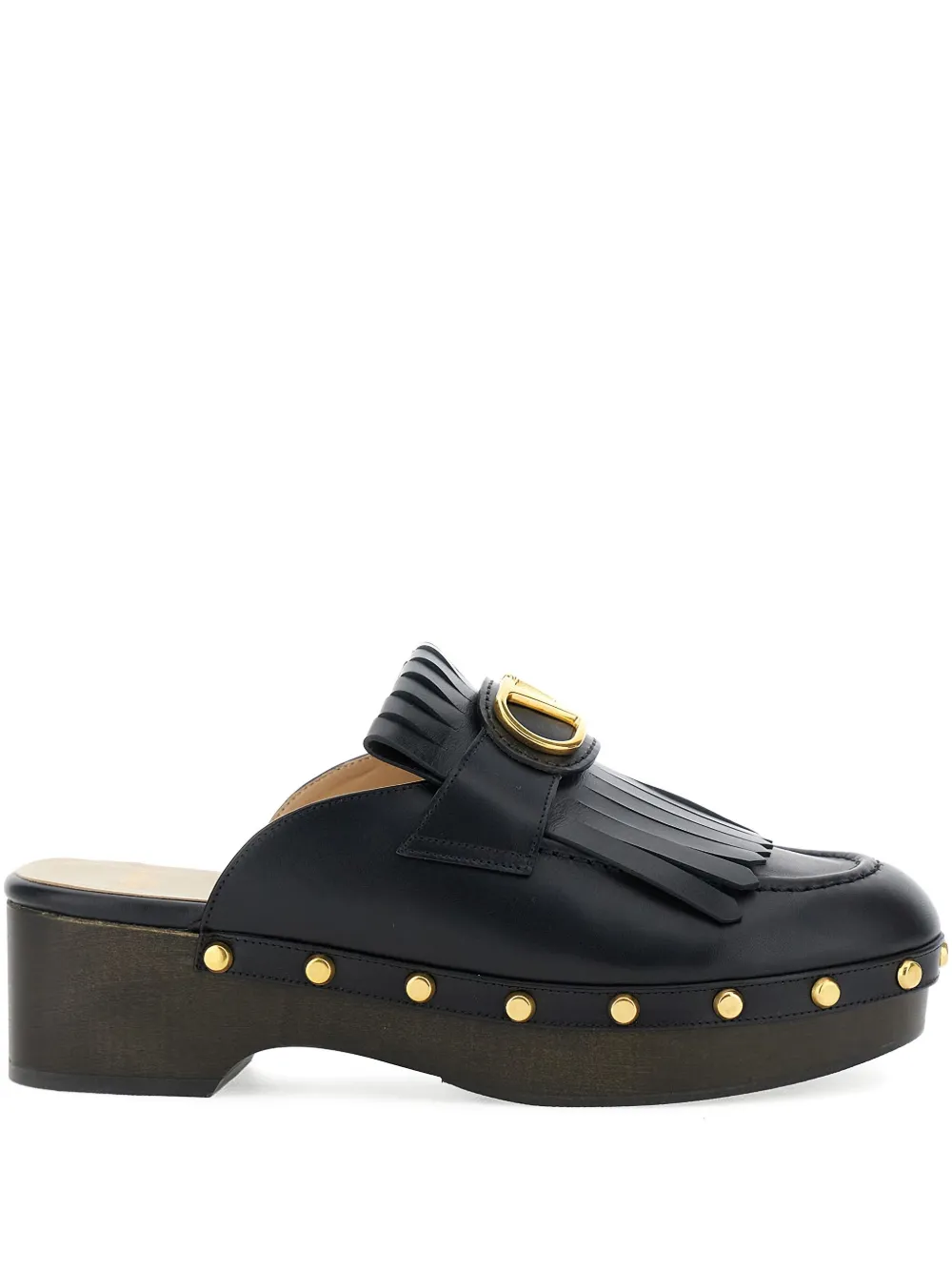 Valentino V-logo Signature Fringed Mules In Black