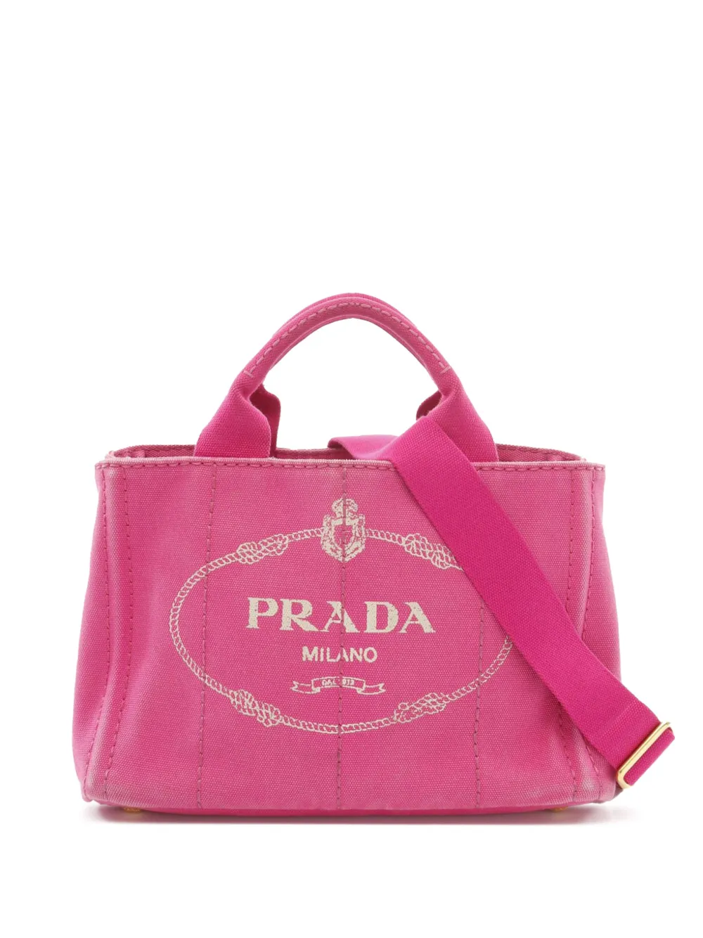 Pre-owned Prada 2010-2025 Small Canvas Canapa Logo Satchel In Pink