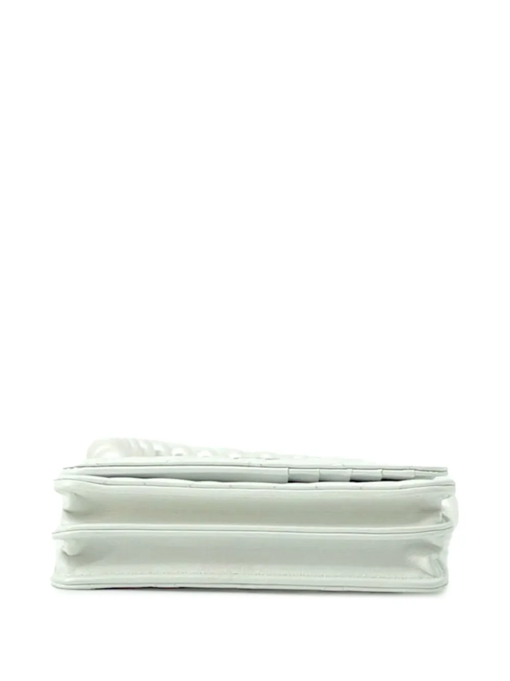 Pre-owned Chanel 2021 Quilted Calfskin Maxi Pearls Wallet On Chain Crossbody Bag In White
