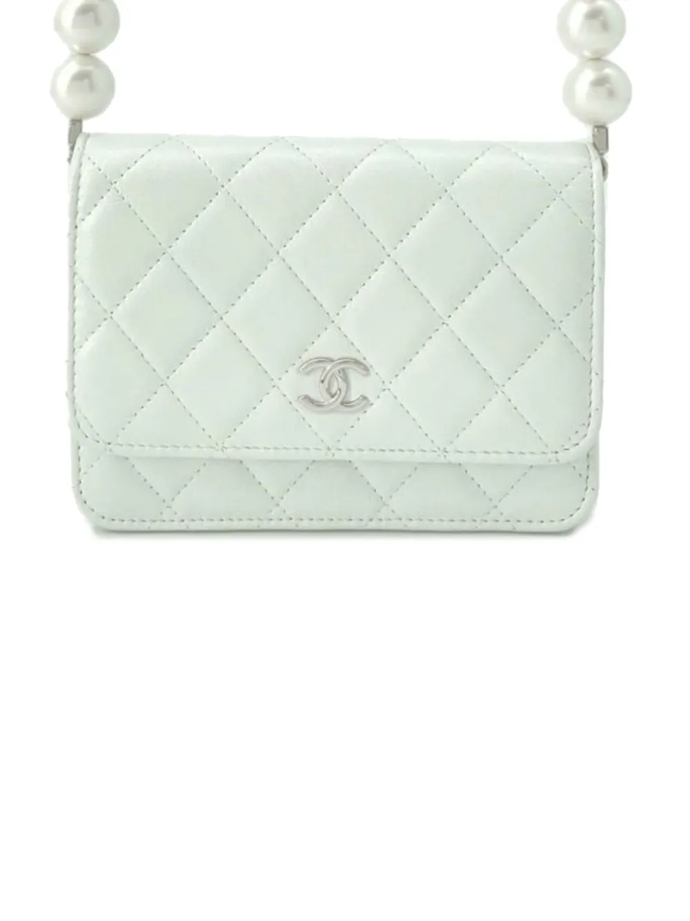 CHANEL Pre-Owned 2021 マトラッセ カーフスキン マキシ パール ウォレットオンチェーン ショルダーバッグ - ホワイト CHANEL Pre-Owned 2021 マトラッセ カーフスキン マキシ パール ウォレットオンチェーン ショルダーバッグ - ホワイト