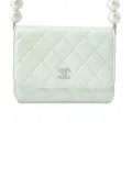 CHANEL Pre-Owned 2021 Quilted Calfskin Maxi Pearls Wallet on Chain crossbody bag - White