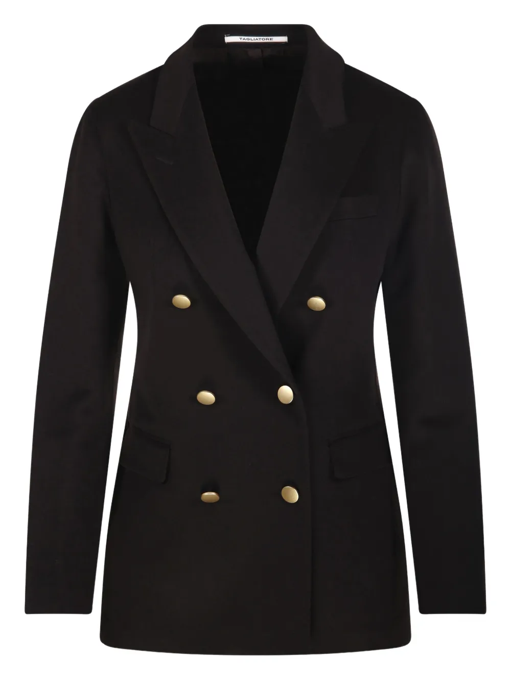 Tagliatore Double-breasted Gold-button Jacket In Brown