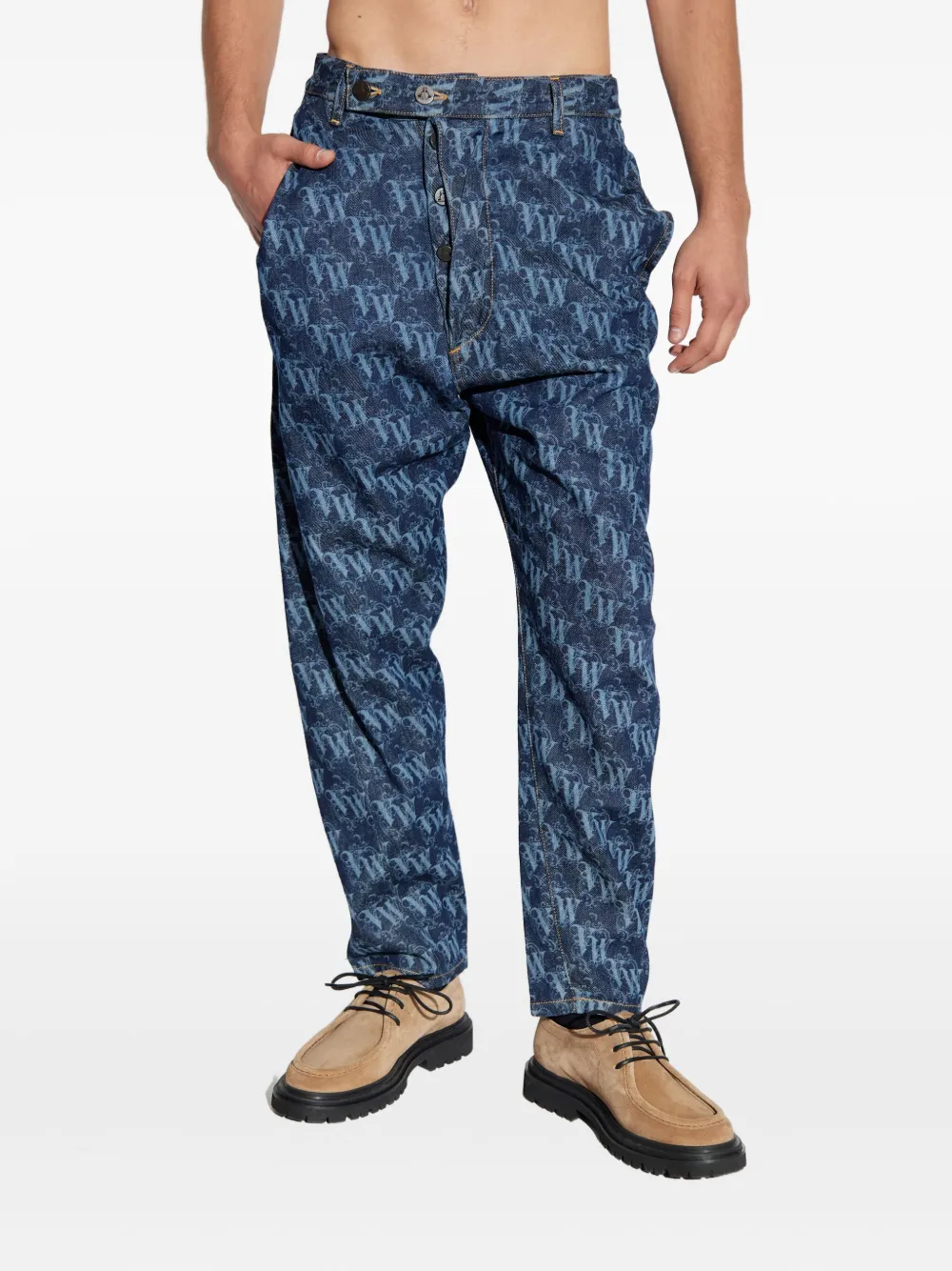 Vivienne Westwood Monogram-pattern Tapered Jeans In Blue