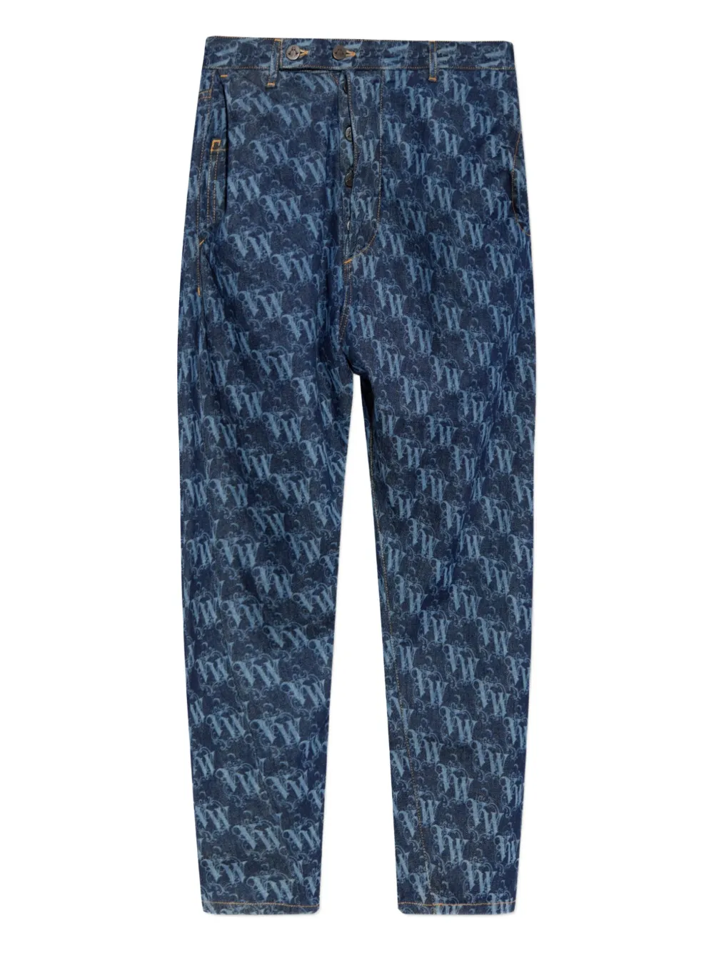 Vivienne Westwood Monogram-pattern Tapered Jeans In Blue