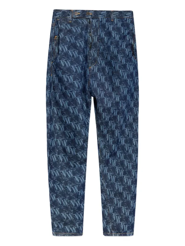 Vivienne Westwood Monogram-pattern Tapered Jeans in Blue