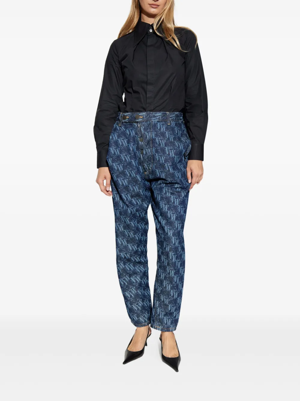 Vivienne Westwood monogram-pattern tapered jeans - Blauw