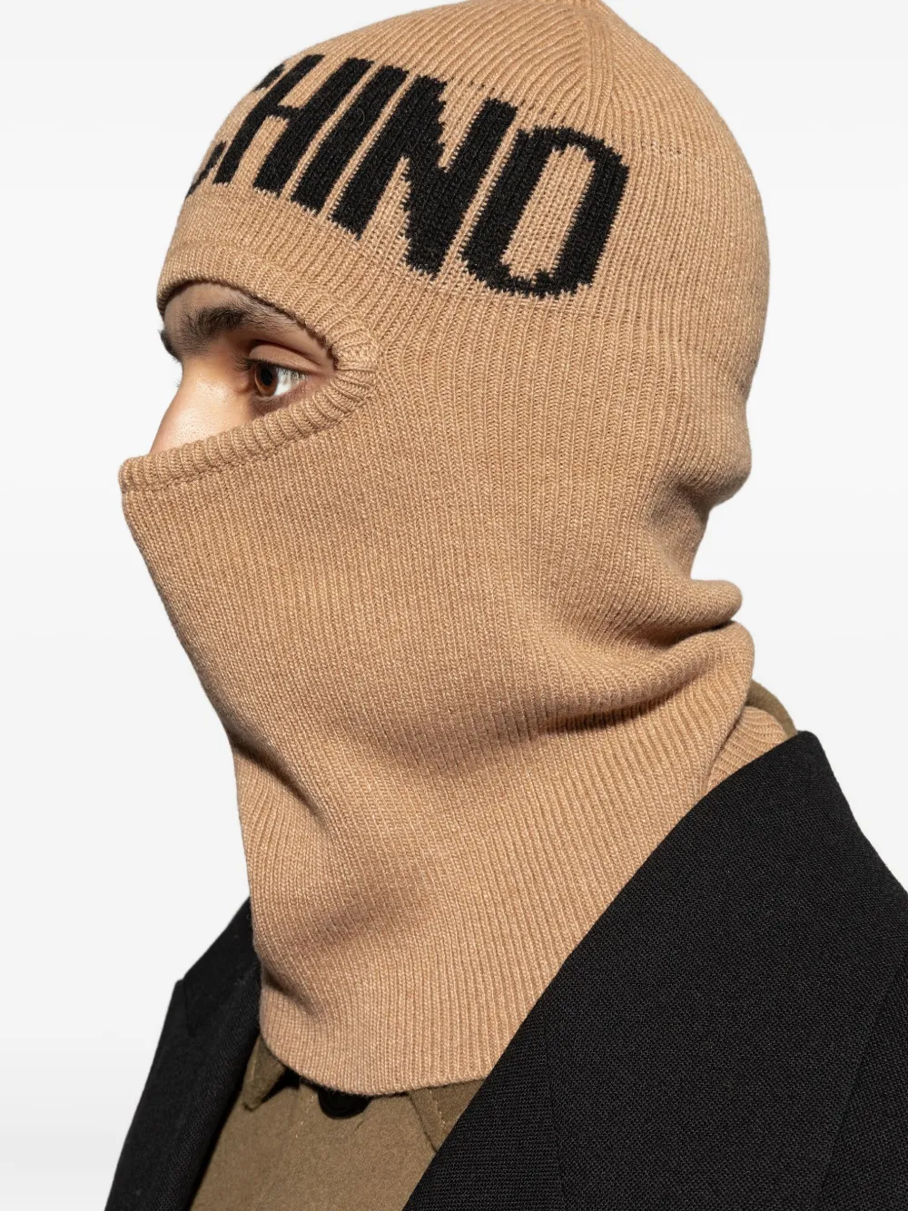 Moschino Logo-embroidered Balaclava In Gold