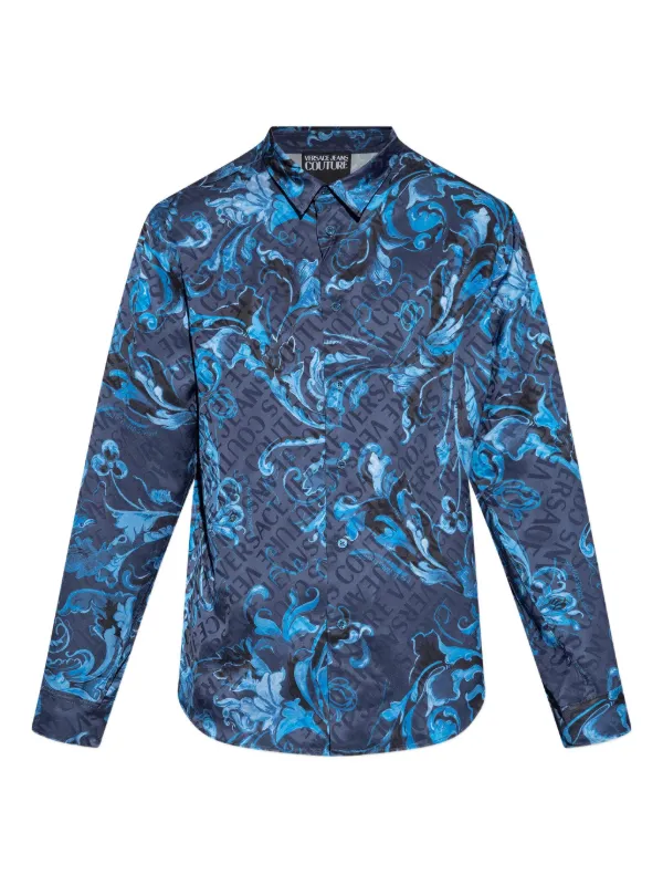 Versace Jeans Couture baroque-print long-sleeves Shirt Blue