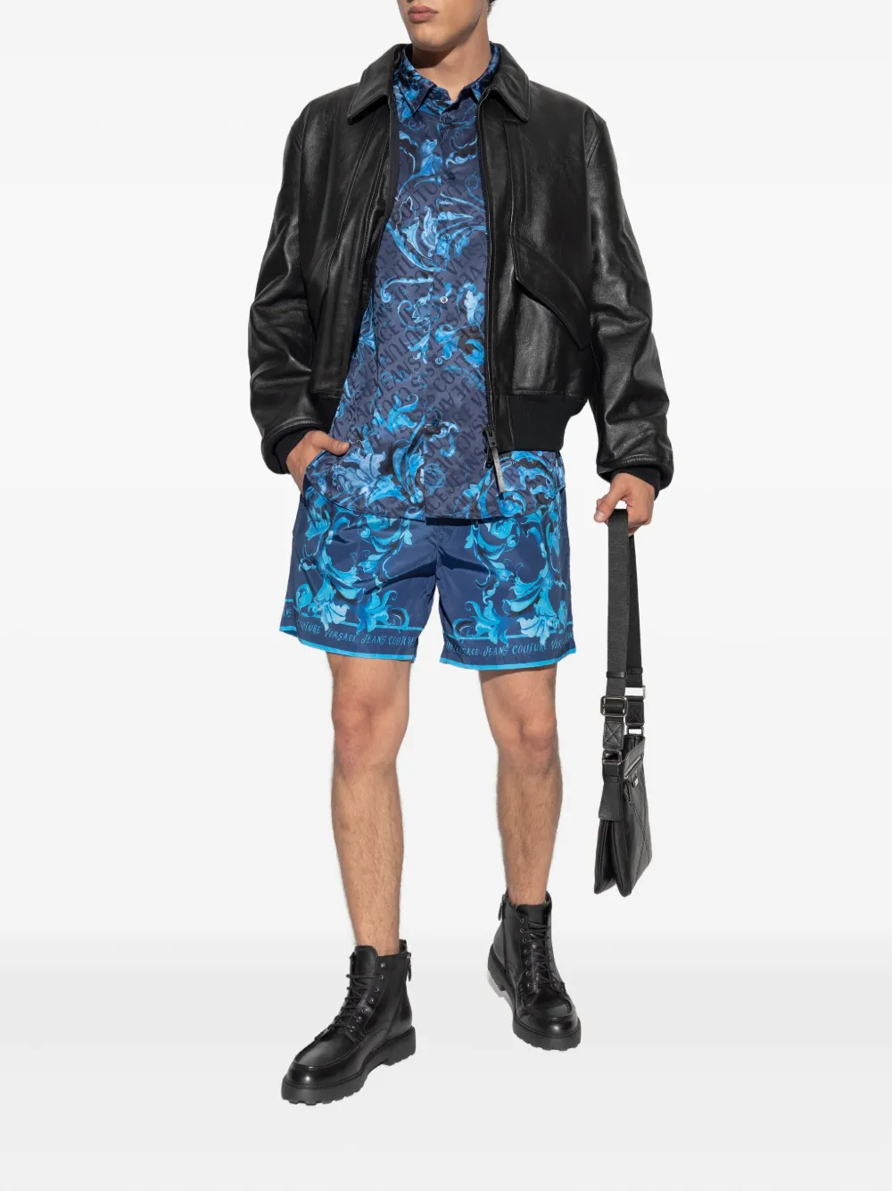 Versace Jeans Couture baroque-print long-sleeves shirt - Blauw