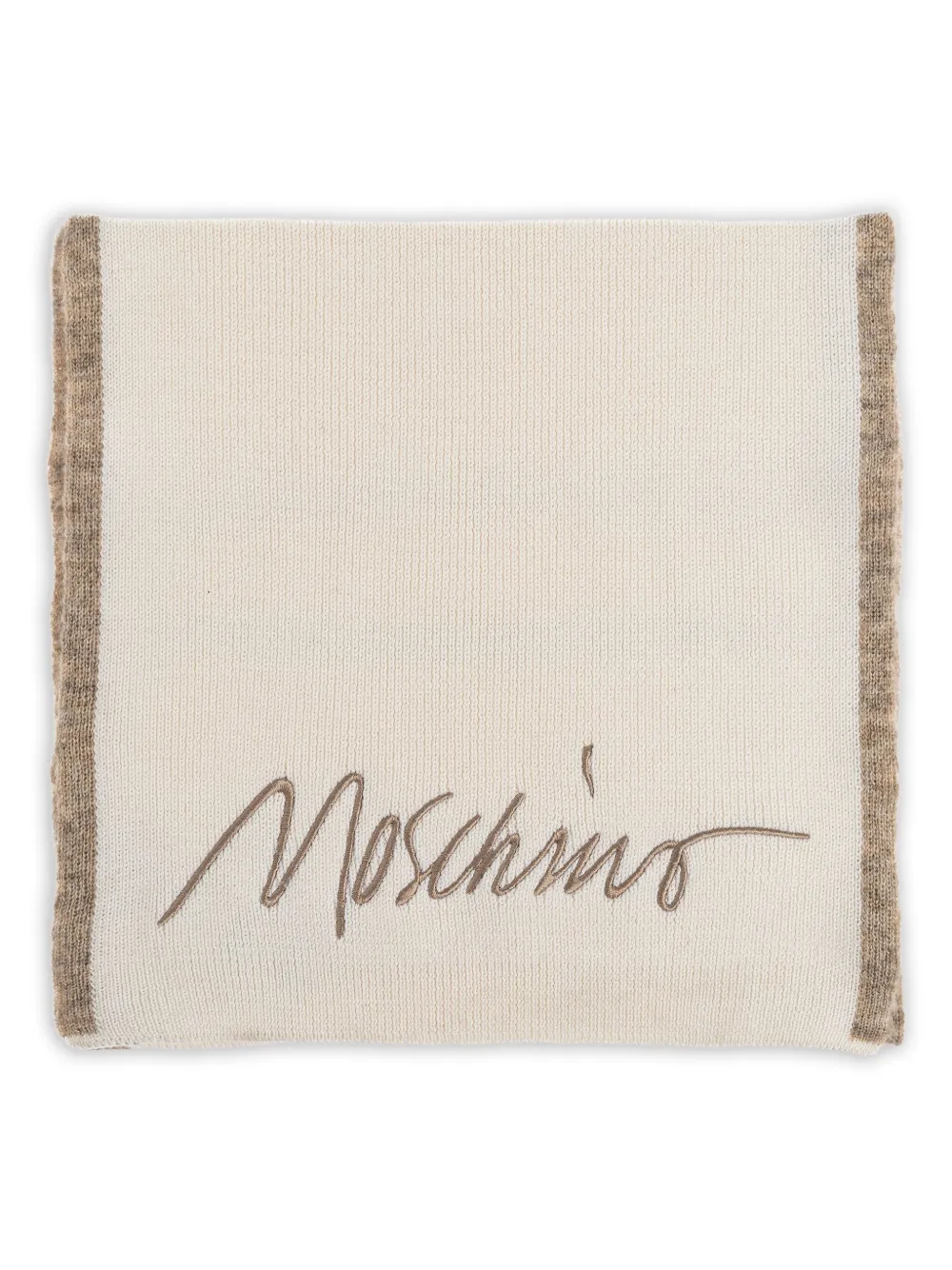 Moschino Embroidered-logo Wool Scarf In Neutral