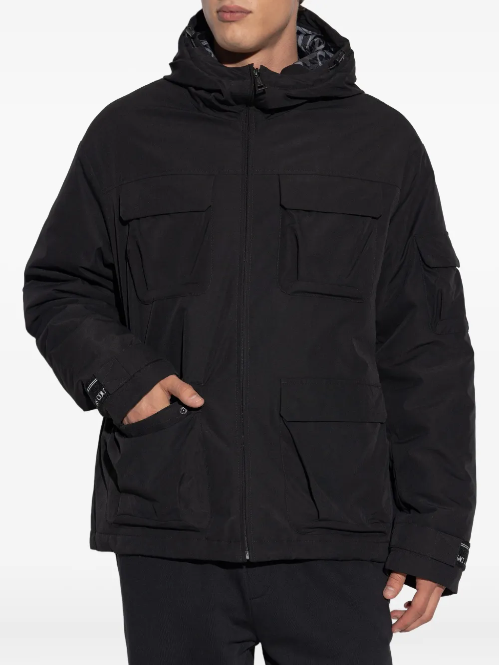 Versace Jeans Couture Jack met capuchon en zak Zwart