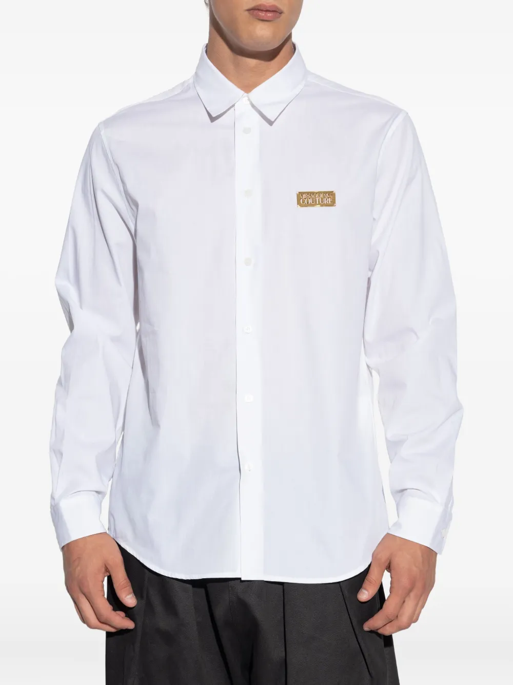 Versace Jeans Couture Overhemd met logoplakkaat Wit